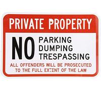 Legend Private Property No Parking Dumping Trespassing Black/Red On White Outdoor Courtyard Decoration Sign 8X12 Inch
