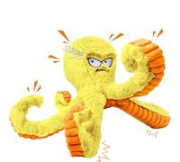 LEGEND SANDY Tough Dog Toys, Stuffed Chew Large Dog Toys to Keep Them Busy, Interactive Squeaky Tug of War Doggie Toy, Crinkle Yellow Octopus