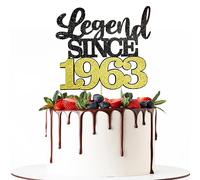 Legend Since 1963 Cake Topper 60th Birthday Cake Toppers Happy Black & Golden Cake Decoration for Forty Years Old Men and Women Birthday Party Supplies