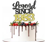 Legend Since 1983 Cake Topper 40th Birthday Cake Toppers Happy Black & Golden Cake Decoration for Forty Years Old Men and Women Birthday Party Supplies