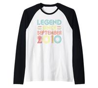 Legend Since September 2010 16th Birthday Retro 16 Years Old Raglan Baseball Tee