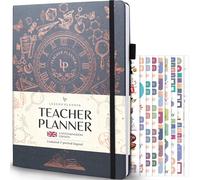 Legend Teacher Planner UK Edition - Undated Lesson Plan Book for Teachers with Weekly & Monthly Calendars - Classroom Organization & School Year Planner - 21.5 x 28cm Hardcover (Mystic Grey Gold)