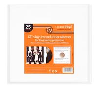 Legend Vinyl 12" Vinyl Record Inner Sleeves, 25 Pack, 110gsm Acid Free Paper with 80 Gauge HDPE Lining (White)