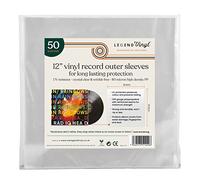 Legend Vinyl Pack of 50 X 12” Outer Vinyl Sleeves - Crystal Clear Wrinkle-Free and Durable Record Sleeves - Stops Fading - Fits Most Gatefolds and Double LPs