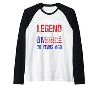 Legend was Born in America 70 Years Ago 70th Birthday Raglan Baseball Tee