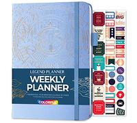 Legend Weekly Colorful Planner 2nd Edition - Undated Life & Work Agenda Journal for Time Management, Goal Setting, Productivity, Tasks & To Do Lists - A5 size, Hardcover - Periwinkle Gold Foil