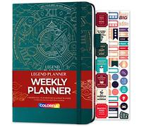 Legend Weekly Colorful Planner 2nd Edition - Undated Life & Work Agenda Journal for Time Management, Goal Setting, Productivity, Tasks & To Do Lists - A5 size, Hardcover - Dark Teal Gold Foil