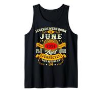 Legend Were Born in June 1991 Vintage 34th Birthday Men Boys Tank Top