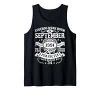 Legend Were Born in September 1991 Vintage 34th Birthday Men Tank Top