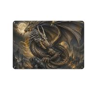 Legendary Black Dragon Metal Sign 20x30cm, Wall Decor | Refresh a studio with printed metal signs as a compact wall detail.