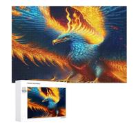 Legendary Blue Phoenixes Puzzles 1000 Pieces Wooden Jigsaw Puzzle for Adults Brain Exercise Challenge Game Gift for Kids Children Jigsaws （75×50cm）