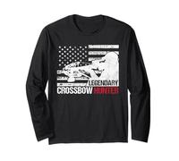 Legendary Crossbow Hunter American Flag Hunting Long Sleeve T-Shirt