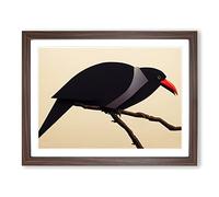Legendary Crow Bird WHT Framed Print | A3 Walnut Framed Wall Art | Ready to Hang | Modern Animal Picture | Living Room Bedroom Lounge Office