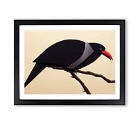 Legendary Crow Bird WHT Framed Print | A4 Black Framed Wall Art | Ready to Hang | Modern Animal Picture | Living Room Bedroom Lounge Office