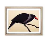 Legendary Crow Bird WHT Framed Print | A4 Oak Framed Wall Art | Ready to Hang | Modern Animal Picture | Living Room Bedroom Lounge Office
