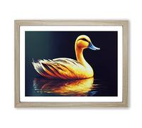 Legendary Duck Framed Print | A4 Oak Framed Wall Art | Ready to Hang | Modern Animal Picture | Living Room Bedroom Lounge Office