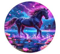 Legendary Horse 1000 Pieces A Galloping Horse Jigsaw Puzzle Round DIY Education Games Women Gifts for Men 1000pcs (67.5x67.5cm)