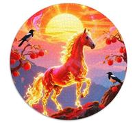 Legendary Horse 1000 Pieces A Galloping Horse Jigsaw Puzzle Round DIY Irregular Education Games Women Gifts for Men 1000pcs (67.5x67.5cm)