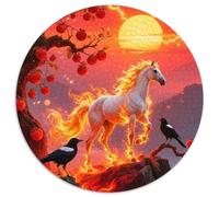 Legendary Horse 1000 Pieces A Galloping Horse Jigsaw Puzzle Round DIY Unique Puzzle Games 1000pcs (67.5x67.5cm)