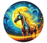 Legendary Horse 1000 Pieces A Galloping Horse Jigsaw Puzzle Round DIY Unique Women Gifts for Men 1000pcs (67.5x67.5cm)