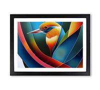 Legendary Kingfisher Bird Abstract Framed Print | A3 Black Framed Wall Art | Ready to Hang | Abstract Fantasy Picture | Living Room Bedroom Lounge Office