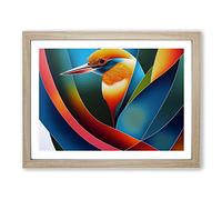 Legendary Kingfisher Bird Abstract Framed Print | A3 Oak Framed Wall Art | Ready to Hang | Abstract Fantasy Picture | Living Room Bedroom Lounge Office