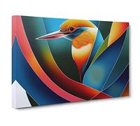 Legendary Kingfisher Bird Canvas Print | Gallery Wrapped 30mm Frame Wall Art | 30x20 inches | Ready to Hang | Abstract Animals Picture | Living Room Bedroom Lounge Office