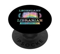 Legendary Librarian Established 2017 Library Book Birthday PopSockets Adhesive PopGrip