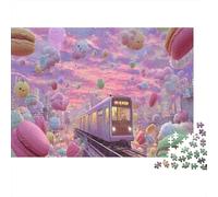 Legendary Macaron Train Puzzles 1000 Piece Challenge Toy Adults And over 12 Years Old Puzzle Game Educational Challenge Home Decoration Gift 38x26cm/1000pcs