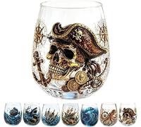 Legendary Ocean Treasure Crystal Whiskey Glass,Coastal Gothic Printed Stemless Wine Glass,Embossed Octopus Sea Monster Whiskey Tumbler for Rum,Unique Kraken Drinkware (E)