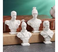 Legendary Russian Leaders Tsar Fedor Alexeevich, Tsar Mikhail Fedorovich, Tsar Ivan V, Last Emperor Nicholas II Gypsum Bust Set 2.8'' - Sovereigns of the Past of Russia