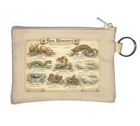 Legendary Sea Monsters and Mythical Creatures Key Chain Coin Purse Beige