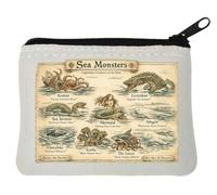 Legendary Sea Monsters and Mythical Creatures Neoprene Coin Purse Pouch 10x11cm White