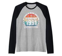 Legendary Since 1991 Limited Edition 35th Birthday Raglan Baseball Tee