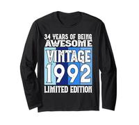 Legendary Since 1992 Limited Edition 34th Birthday Long Sleeve T-Shirt
