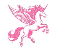 Legendary Unicorn Standing Tall in Enchanted Breeze Lettering Decals 67.2x71cm Art Mural Painting Pink