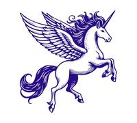 Legendary Unicorn Standing Tall in Enchanted Breeze Mural and Wall Vinyl Decal 67.2x71cm Personalized Customization DarkBlue