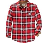 Legendary Whitetails Men's Buck Buck Camp Flannel Shirt, Long Sleeve Plaid Button Down Casual Shirt for Men, with Corduroy Cuffs, Fall & Winter Clothing, Racing Red Plaid, XX-Large Tall