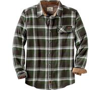 Legendary Whitetails Men's Buck Buck Camp Flannel Shirt, Long Sleeve Plaid Button Down Casual Shirt for Men, with Corduroy Cuffs, Fall & Winter Clothing, Mountain Charcoal Plaid, Large Tall