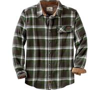 Legendary Whitetails Men's Buck Camp Flannel, Long Sleeve Plaid Button Down Casual Shirt, Corduroy Cuffs, Mountain Charcoal Plaid, S