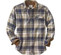 Legendary Whitetails Men's Buck Camp Flannel, Long Sleeve Plaid Button Down Casual Shirt, Corduroy Cuffs, Shale Plaid, Large