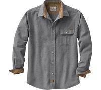 Legendary Whitetails Men's Buck Camp Flannel, Long Sleeve Plaid Button Down Casual Shirt, Corduroy Cuffs, Charcoal Heather, XXXXXL