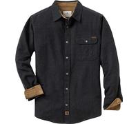 Legendary Whitetails Men's Buck Camp Flannel, Long Sleeve Plaid Button Down Casual Shirt, Corduroy Cuffs, Black Heather, XL Tall
