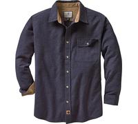 Legendary Whitetails Men's Buck Camp Flannel, Long Sleeve Plaid Button Down Casual Shirt, Corduroy Cuffs, Navy Heather, S