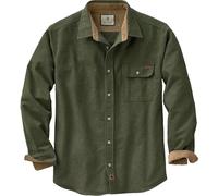 Legendary Whitetails Men's Buck Camp Flannel, Long Sleeve Plaid Button Down Casual Shirt, Corduroy Cuffs, Army, XL