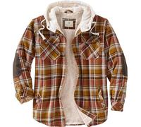 Legendary Whitetails Men's Camp Night Berber Lined Hooded Flannel Shirt Jacket, Arrowood Barnwood Plaid, XXL