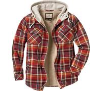 Legendary Whitetails Men's Camp Night Berber Lined Hooded Flannel Shirt Jacket, Cardinal Arrowood Plaid, 4X-Large, Cardinal Arrowood Plaid, 4XL Big