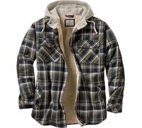 Legendary Whitetails Men's Camp Night Berber Lined Hooded Flannel Shirt Jacket, Upland Plaid, L