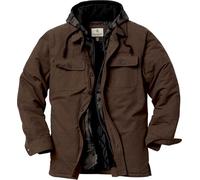 Legendary Whitetails Mens Plaid Flannel Shirt Jacket Quilted with Hood Polyfill Insulated, Swamp Heather, SML