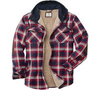 Legendary Whitetails Men's Standard Camp Berber Lined Hooded Flannel Shirt Jacket, Night Racer Plaid, Large